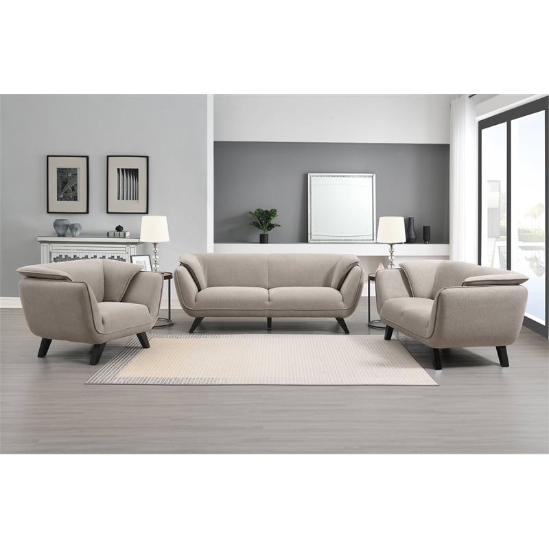 Pemberly Row Upholstered Fabric Sofa with Wood Frame in Brown