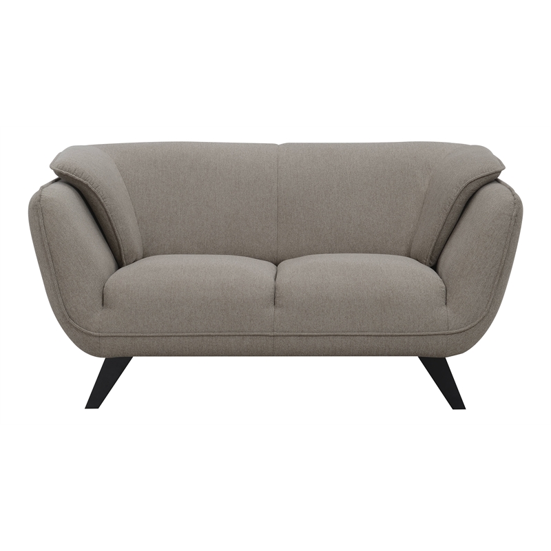 Pemberly Row Upholstered Fabric Loveseat with Wood Frame in Brown