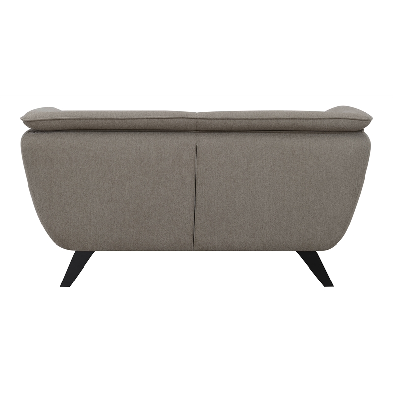 Pemberly Row Upholstered Fabric Loveseat with Wood Frame in Brown