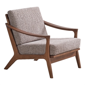 Pemberly Row Upholstered Fabric & Wood Accent Chair in Brown