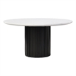 Pemberly Row Engineering Round Marble Dining Table in White/Black