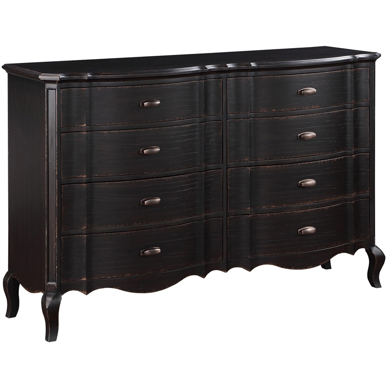 Pemberly Row 8-Drawer Contemporary Wood Dresser in Antique Black