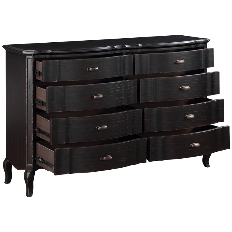 Pemberly Row 8-Drawer Contemporary Wood Dresser in Antique Black
