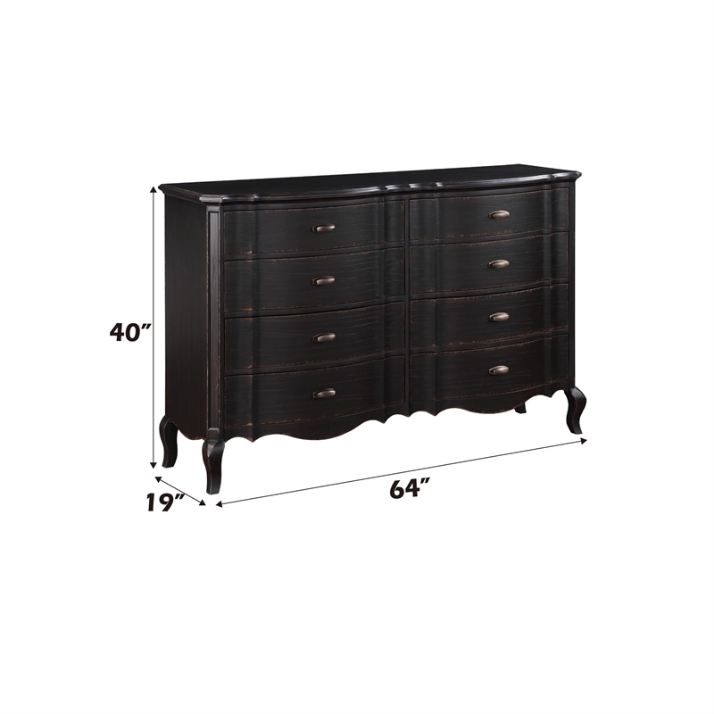 Pemberly Row 8-Drawer Contemporary Wood Dresser in Antique Black