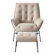 Pemberly Row Upholstered Leather Accent Chair and Ottoman in Khaki