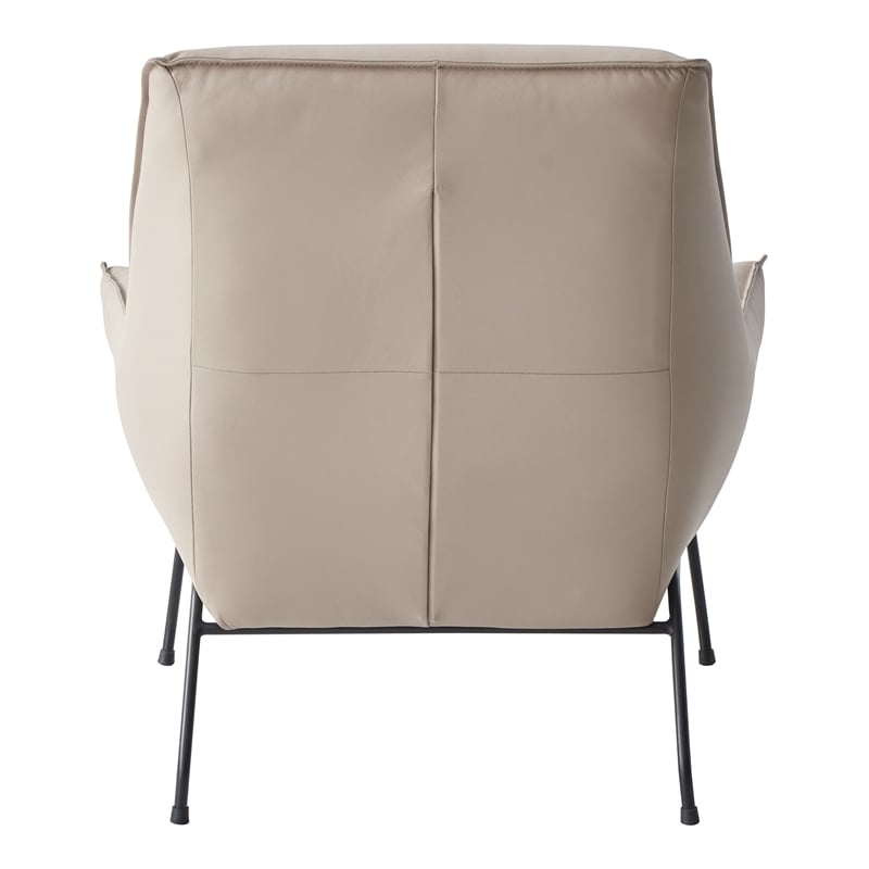 Pemberly Row Upholstered Leather Accent Chair and Ottoman in Khaki