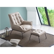 Pemberly Row Upholstered Leather Accent Chair and Ottoman in Khaki