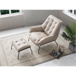 Pemberly Row Upholstered Leather Accent Chair and Ottoman in Khaki