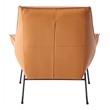 Pemberly Row Upholstered Leather Accent Chair and Ottoman in Tan