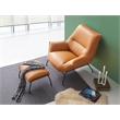 Pemberly Row Upholstered Leather Accent Chair and Ottoman in Tan