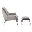 Pemberly Row Upholstered Leather Accent Chair and Ottoman in Khaki