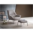 Pemberly Row Upholstered Leather Accent Chair and Ottoman in Khaki
