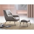 Pemberly Row Upholstered Leather Accent Chair and Ottoman in Khaki