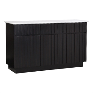 Pemberly Row 3-Door Wood Server with Marble Top in White/Black