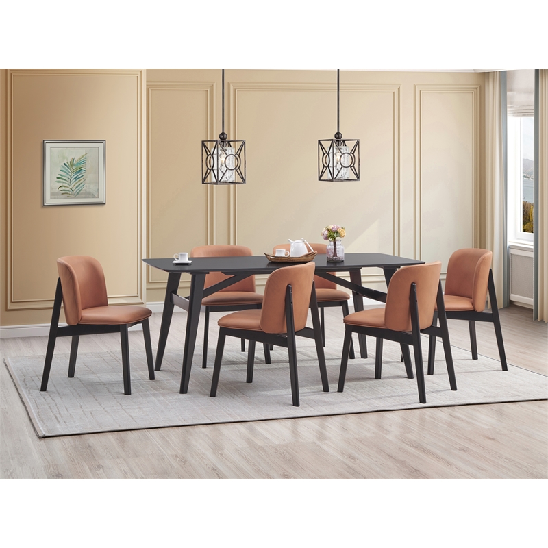 Pemberly Row Solid Wood Frame Rectangular Dining Table in Black