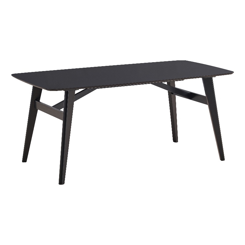 Pemberly Row Solid Wood Frame Rectangular Dining Table in Black