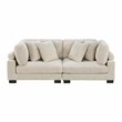 Pemberly Row Contemporary Upholstered CorduFabric Loveseat in Beige