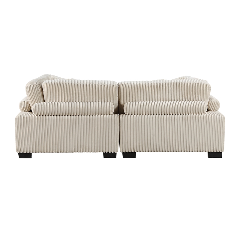 Pemberly Row Contemporary Upholstered CorduFabric Loveseat in Beige