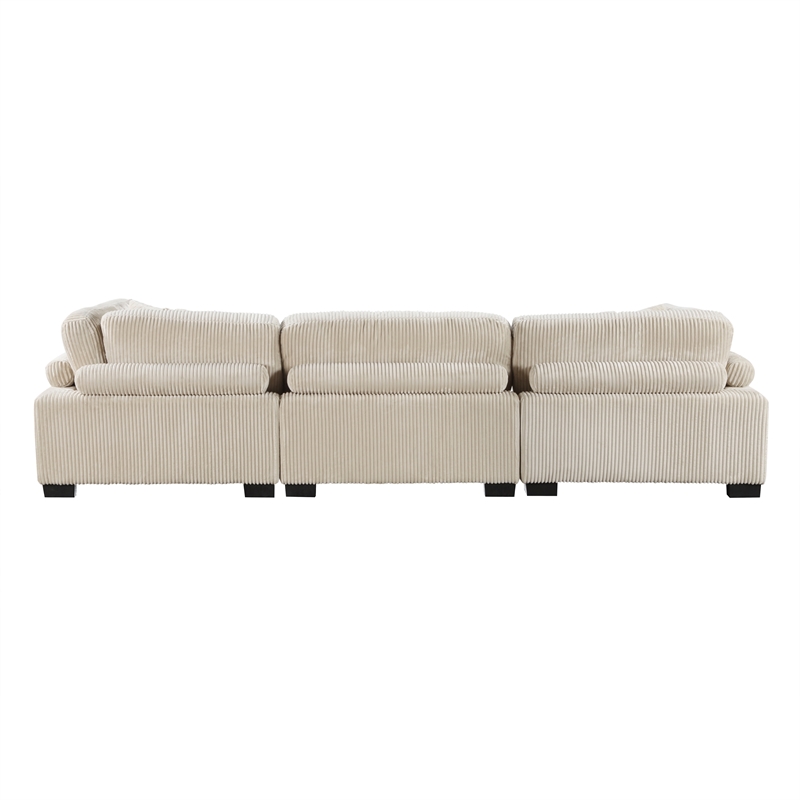 Pemberly Row Upholstered CorduFabric Sofa with Arm Rest in Beige