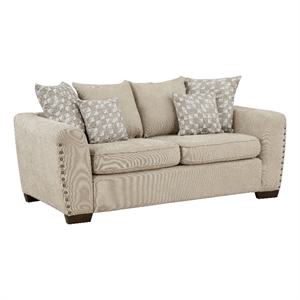Pemberly Row Contemporary Living Room Loveseat in Light Brown
