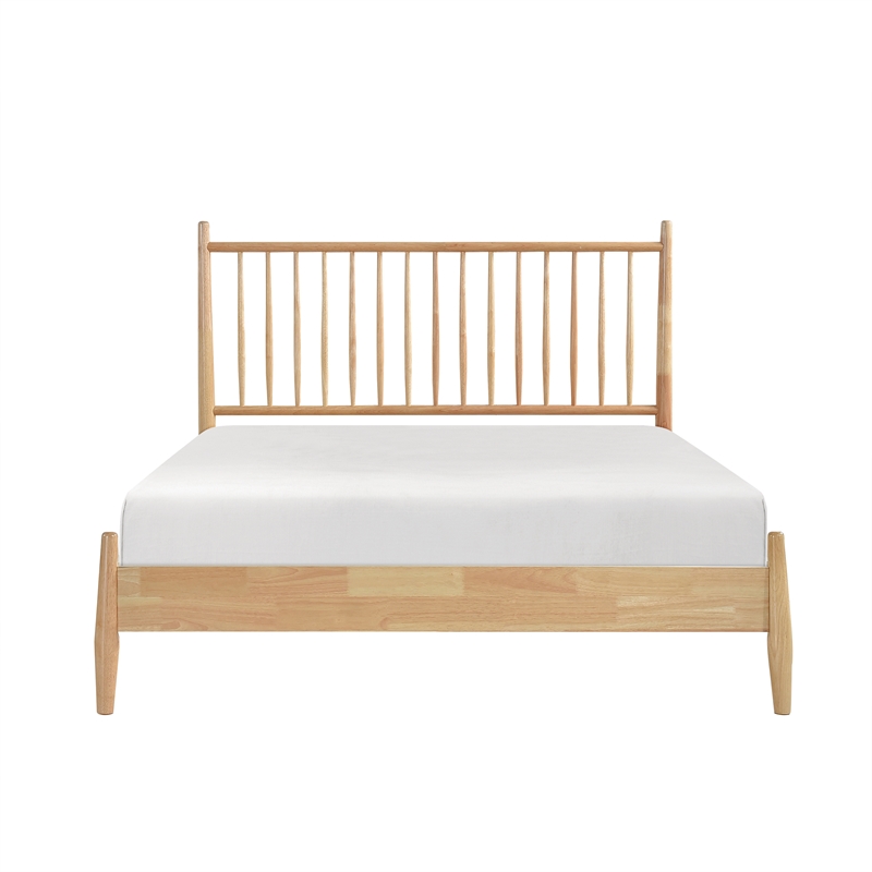 Pemberly Row Contemporary Wood Queen Size Platform Bed in Natural