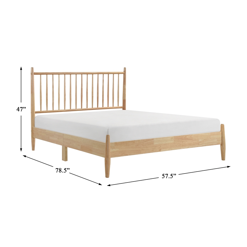 Pemberly Row Contemporary Wood Full Size Platform Bed in Natural