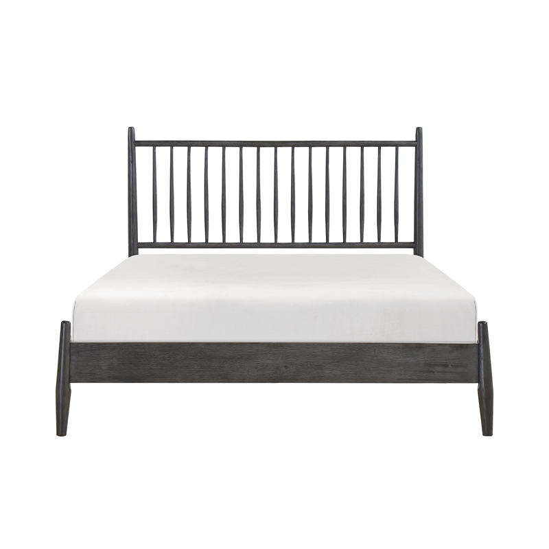 Pemberly Row Contemporary Wood Full Size Platform Bed in Gray