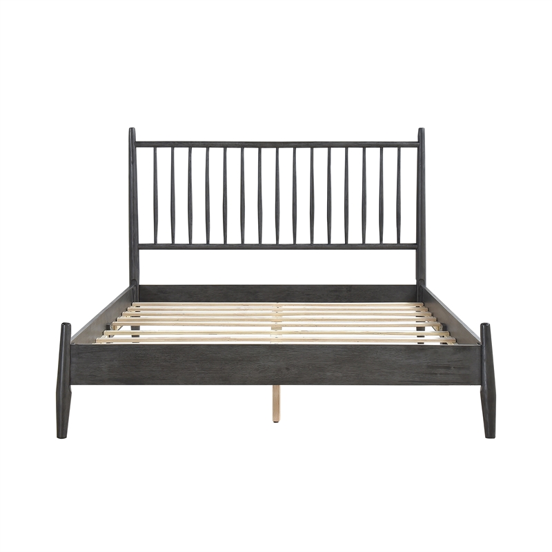 Pemberly Row Contemporary Wood Full Size Platform Bed in Gray