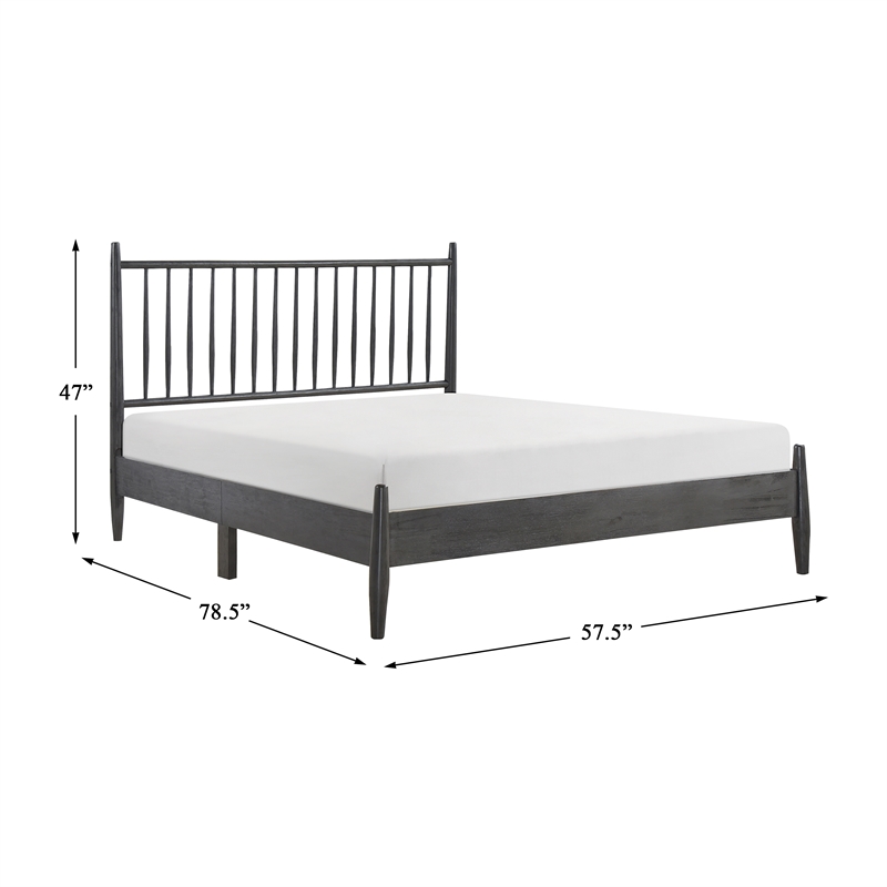 Pemberly Row Contemporary Wood Full Size Platform Bed in Gray