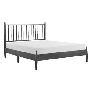 Pemberly Row Contemporary Wood Full Size Platform Bed in Gray