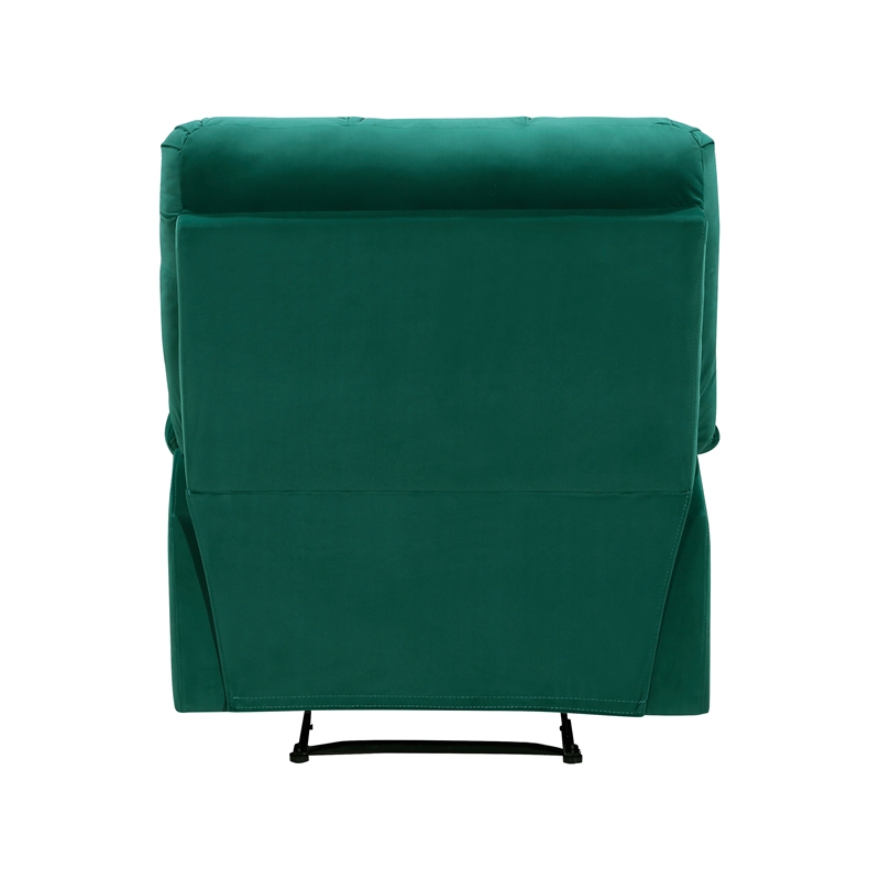 Pemberly Row Upholstered Velvet Fabric Manual Recliner in Green