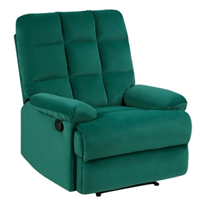 pemberly row upholstered velvet fabric manual recliner in green