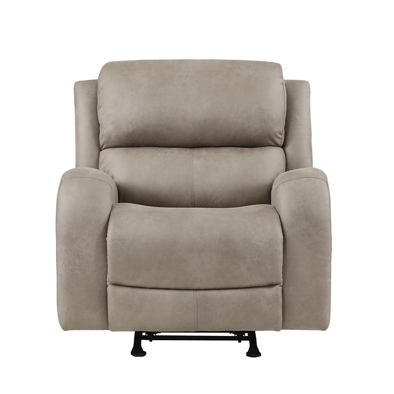 Pemberly Row Polished Microfiber Rocker Reclining Chair in Brown