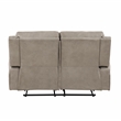 Pemberly Row Polished Microfiber Double Reclining Loveseat in Brown