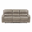 Pemberly Row Polished Microfiber Double Reclining Sofa in Brown