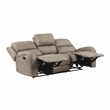 Pemberly Row Polished Microfiber Double Reclining Sofa in Brown