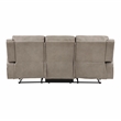 Pemberly Row Polished Microfiber Double Reclining Sofa in Brown