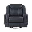 Pemberly Row Swivel Faux Leather Glider Reclining Chair in Blue