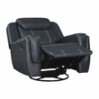 Pemberly Row Swivel Faux Leather Glider Reclining Chair in Blue