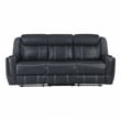 Pemberly Row Contemporary Faux Leather Double Reclining Sofa in Blue