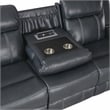 Pemberly Row Contemporary Faux Leather Double Reclining Sofa in Blue