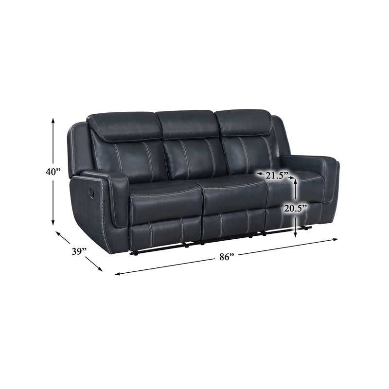 Pemberly Row 2-Piece Faux Leather Reclining Sofa Set in Blue