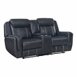Pemberly Row 2-Piece Faux Leather Reclining Sofa Set in Blue