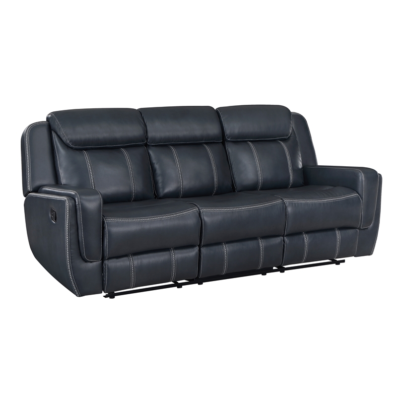 Pemberly Row 2-Piece Faux Leather Reclining Sofa Set in Blue