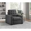 Pemberly Row Fabric Chair with Pull-Out Ottoman in Dark Gray