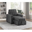 Pemberly Row Fabric Chair with Pull-Out Ottoman in Dark Gray