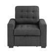 Pemberly Row Fabric Chair with Pull-Out Ottoman in Dark Gray
