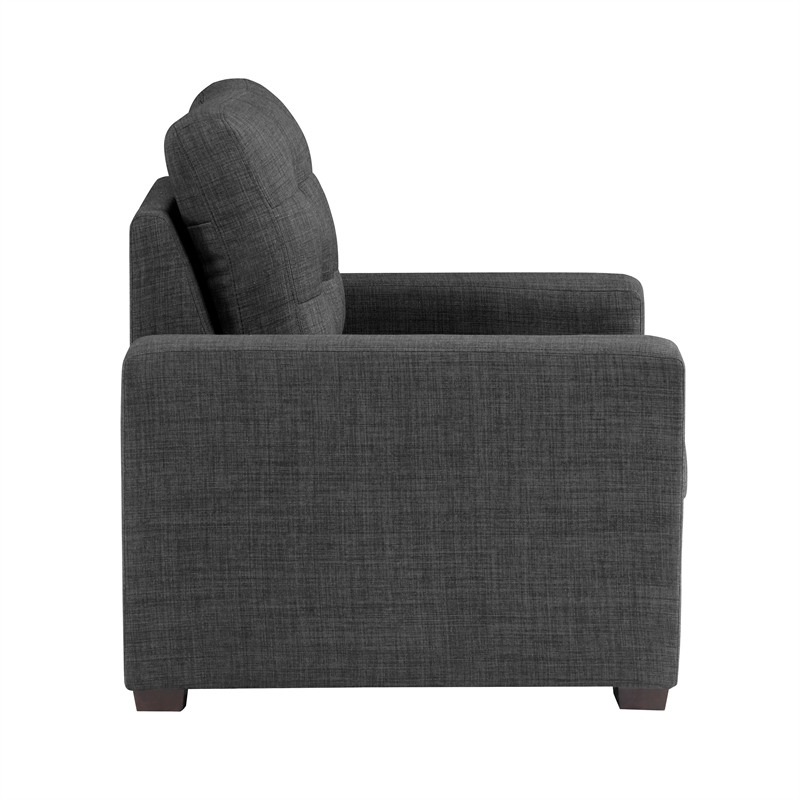 Pemberly Row Fabric Chair with Pull-Out Ottoman in Dark Gray