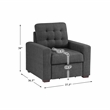 Pemberly Row Fabric Chair with Pull-Out Ottoman in Dark Gray