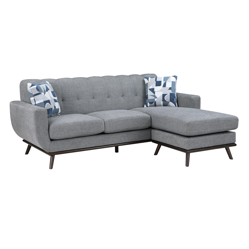Pemberly Row Reversible Sofa Chaise with Tufted Back in Gray